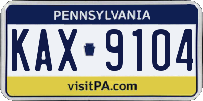 PA license plate KAX9104