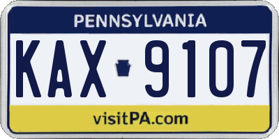 PA license plate KAX9107