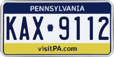 PA license plate KAX9112