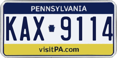 PA license plate KAX9114