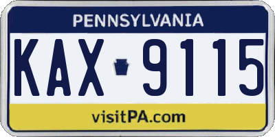 PA license plate KAX9115