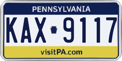 PA license plate KAX9117