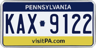 PA license plate KAX9122