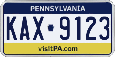 PA license plate KAX9123