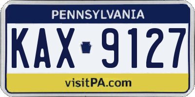 PA license plate KAX9127