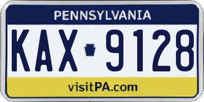PA license plate KAX9128