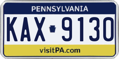 PA license plate KAX9130