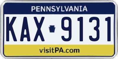 PA license plate KAX9131