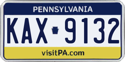 PA license plate KAX9132