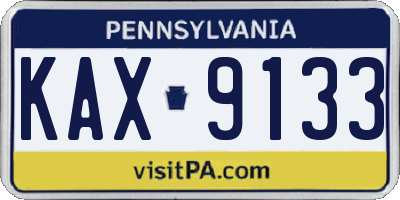 PA license plate KAX9133