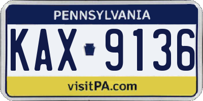 PA license plate KAX9136