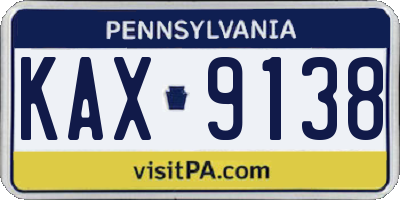 PA license plate KAX9138