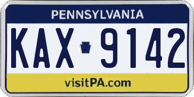 PA license plate KAX9142