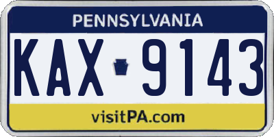 PA license plate KAX9143
