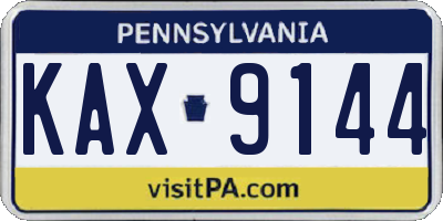 PA license plate KAX9144