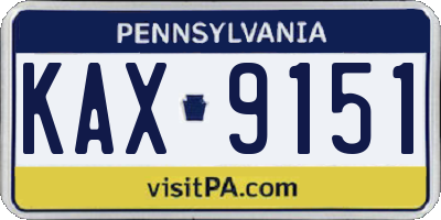 PA license plate KAX9151