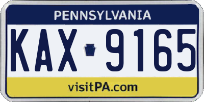 PA license plate KAX9165