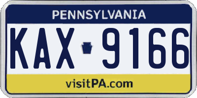 PA license plate KAX9166