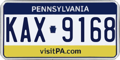 PA license plate KAX9168