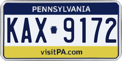 PA license plate KAX9172
