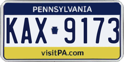 PA license plate KAX9173