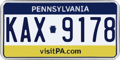 PA license plate KAX9178