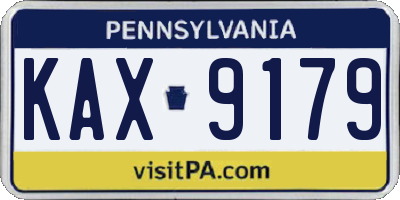 PA license plate KAX9179