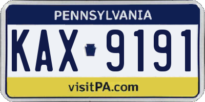 PA license plate KAX9191