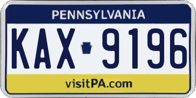 PA license plate KAX9196