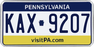 PA license plate KAX9207
