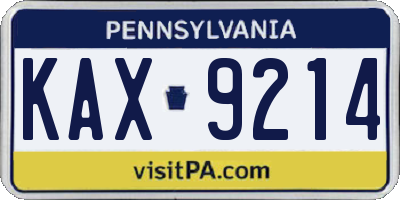 PA license plate KAX9214