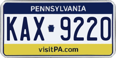 PA license plate KAX9220