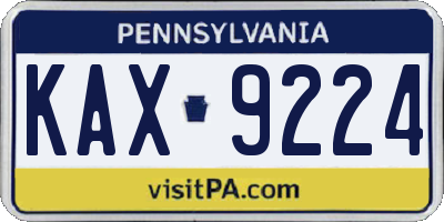 PA license plate KAX9224