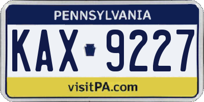 PA license plate KAX9227