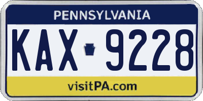 PA license plate KAX9228