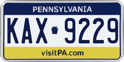 PA license plate KAX9229