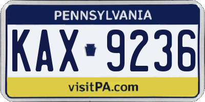 PA license plate KAX9236