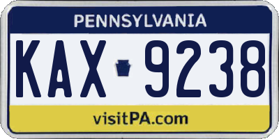 PA license plate KAX9238