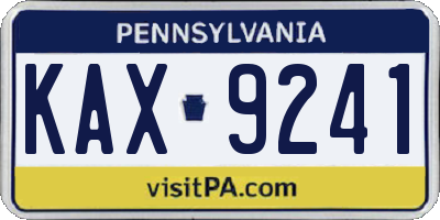 PA license plate KAX9241