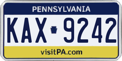 PA license plate KAX9242