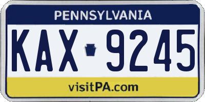 PA license plate KAX9245