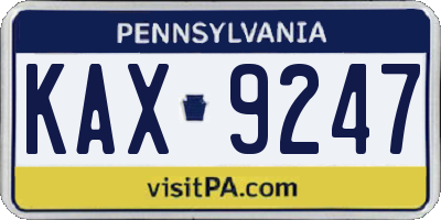 PA license plate KAX9247