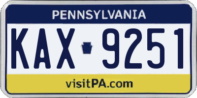 PA license plate KAX9251