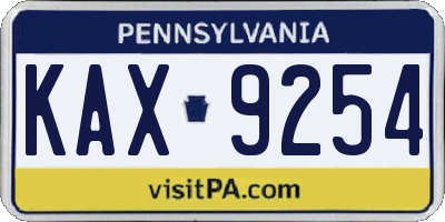 PA license plate KAX9254