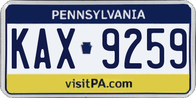 PA license plate KAX9259