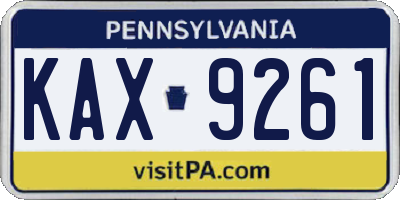 PA license plate KAX9261