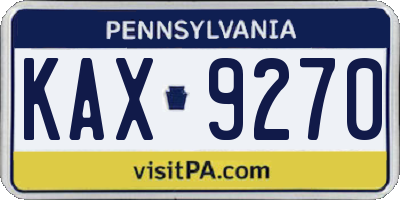 PA license plate KAX9270