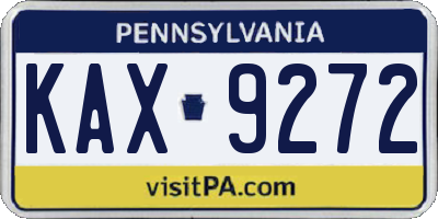 PA license plate KAX9272
