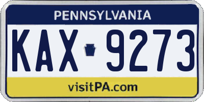 PA license plate KAX9273