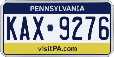 PA license plate KAX9276